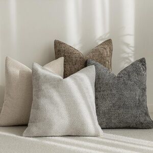 Pack of 4 Couch Throw Pillow Covers 20x20” Neutral Soft Decorative Chenille